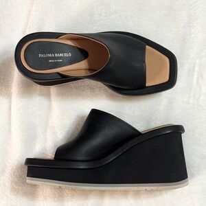 PALOMA BARCELO Leather Wedge Sandals Size 38